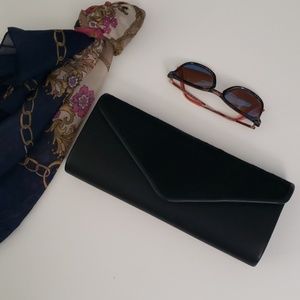 Black Vegan Leather Faux Fur Clutch